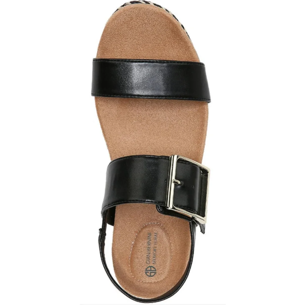 NIB Giani Bernini Jerammie Wedge Sandals Black Size 8.5 - Picture 2 of 5